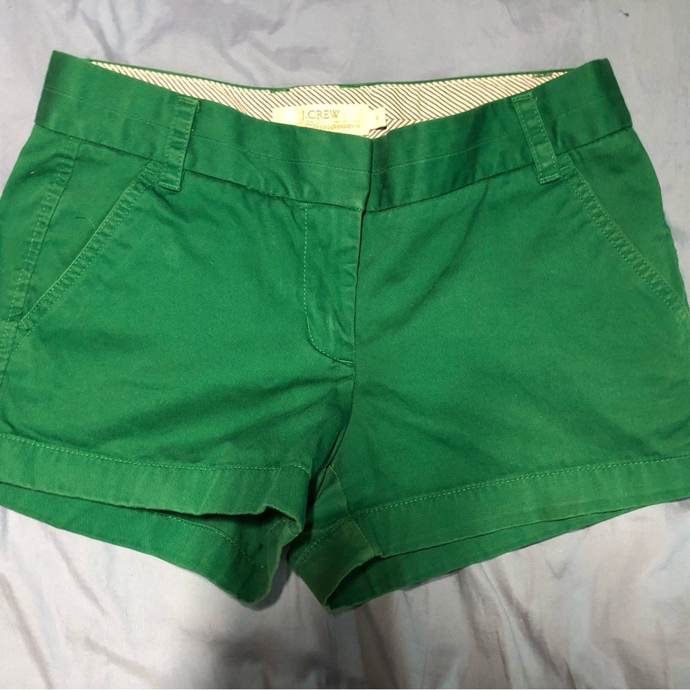 J. Crew Bright Green mid Waist Chino Shorts